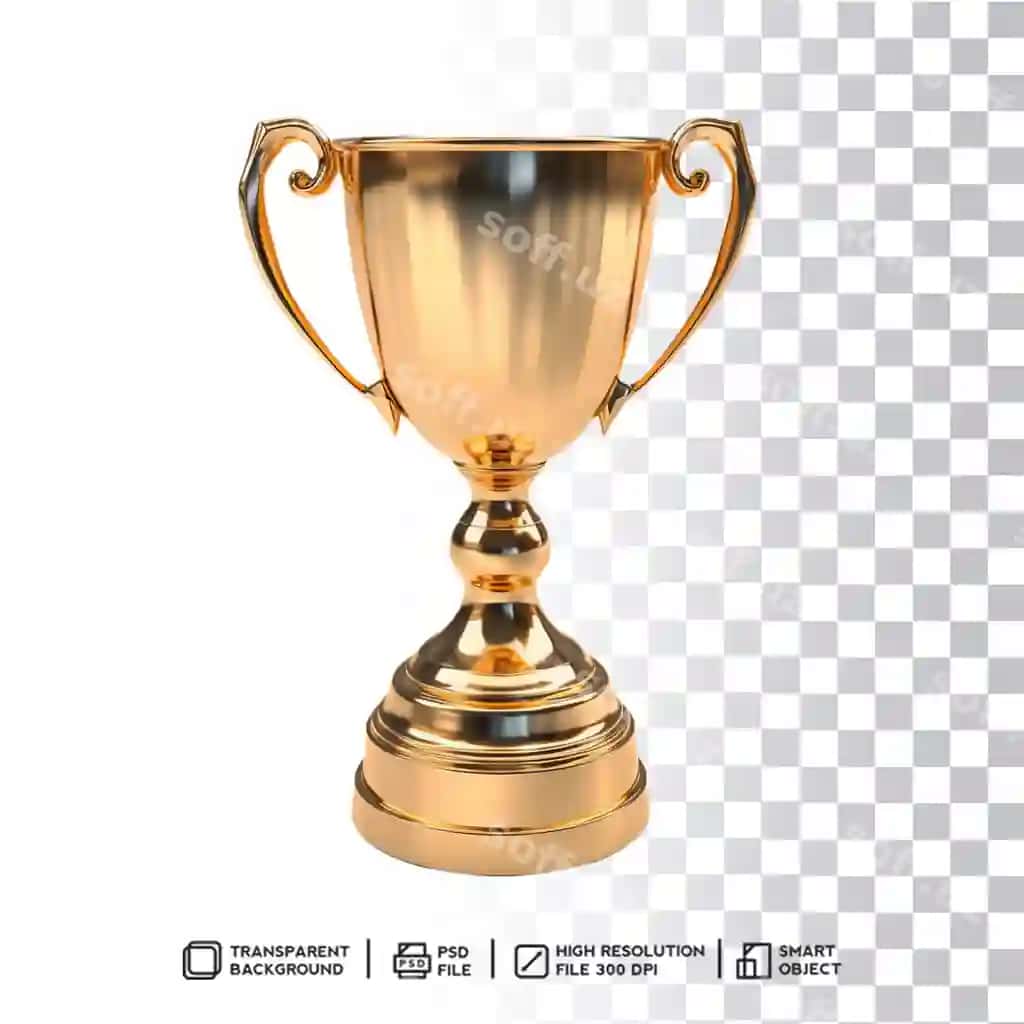 Vintagega ilhomlangan oltin trofeya ajraltirilgan fon bilan | Vintage inspired golden trophy with isolated background