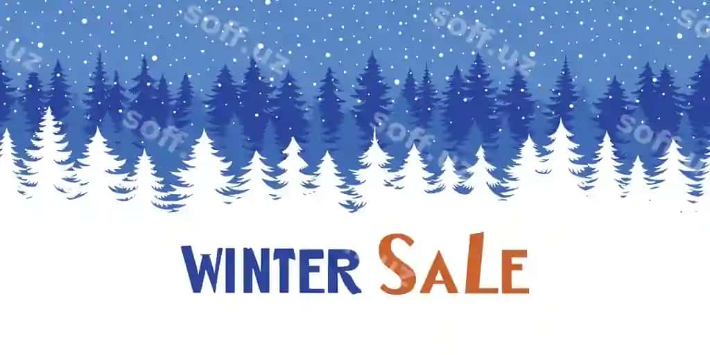 Qish baner qish sotuv chorak ağaçları qar qoşishi | Winter banner winter sale coniferous trees snowfall 2