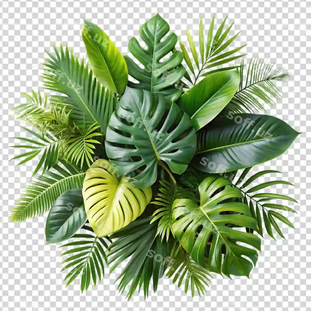 Yaproqlar ajraltirilgan shaffof fonda | Foliage leafs isolated transparent background