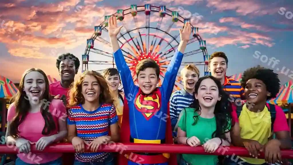 Baxtli yosh do'stlar ko'ngal o'yinlari parki | Happy young friends amusement park