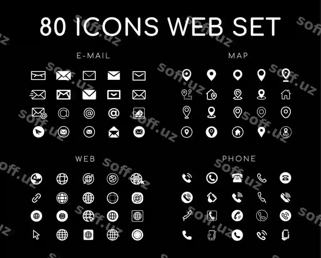 Ikonkalar veb dizayn vektor to'plami | Icons web set design vector 2