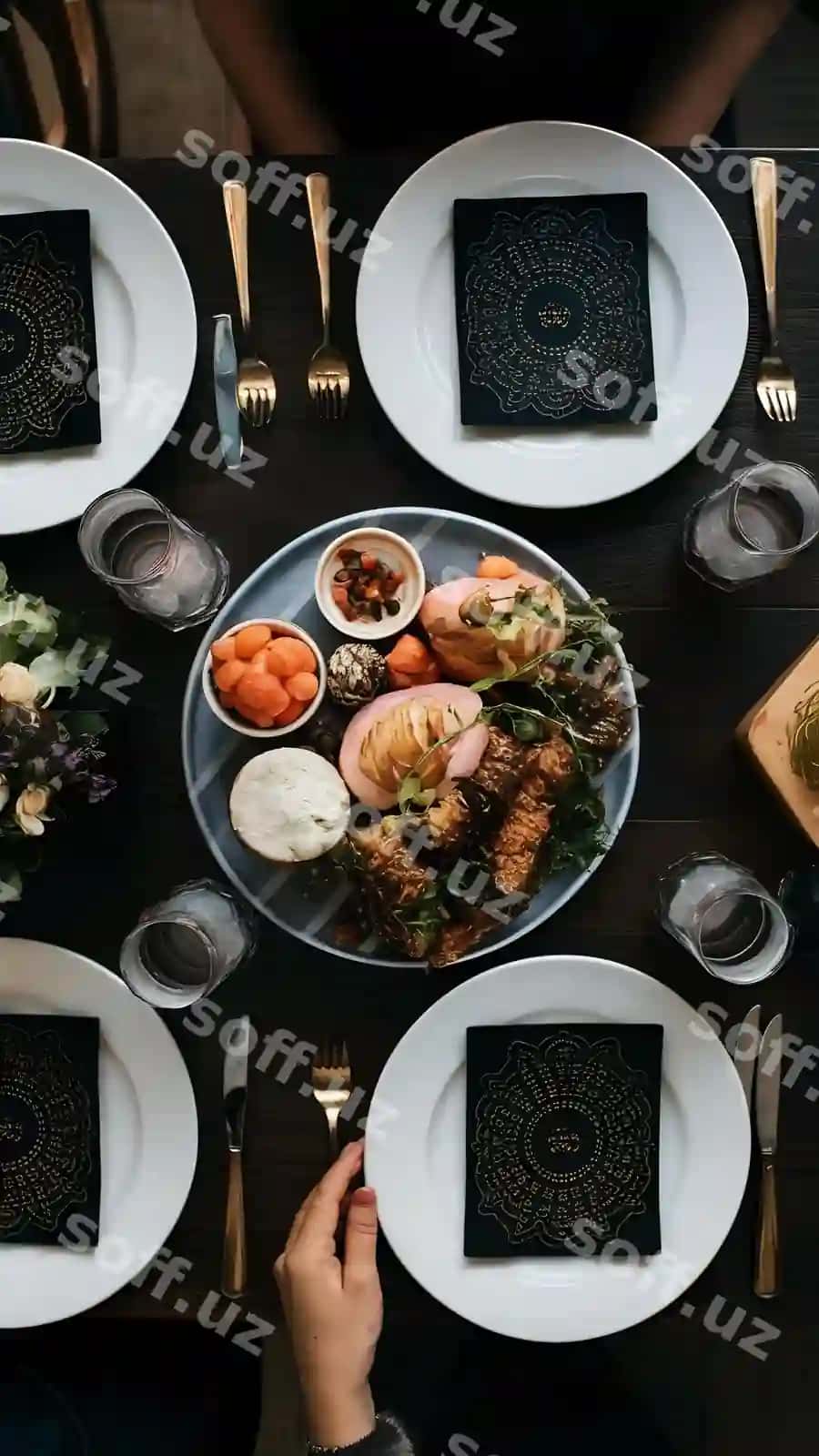 To'g'ridan olingan ovqat stoli | Directly shot food table