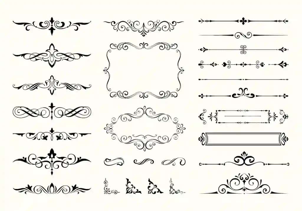 Dekorativ bo'linish to'plami vektor calligrafik ob'ektlar | Decorative divider collection vector calligraphic objects