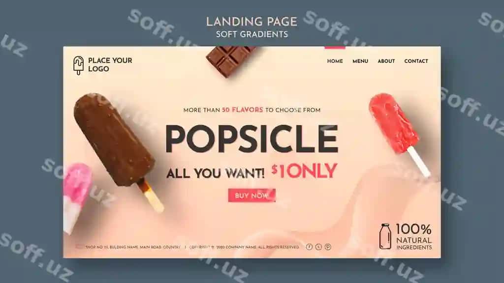 Yumshoq gradientli muzqaymoq bosh sahifasi | Soft gradient ice cream home page