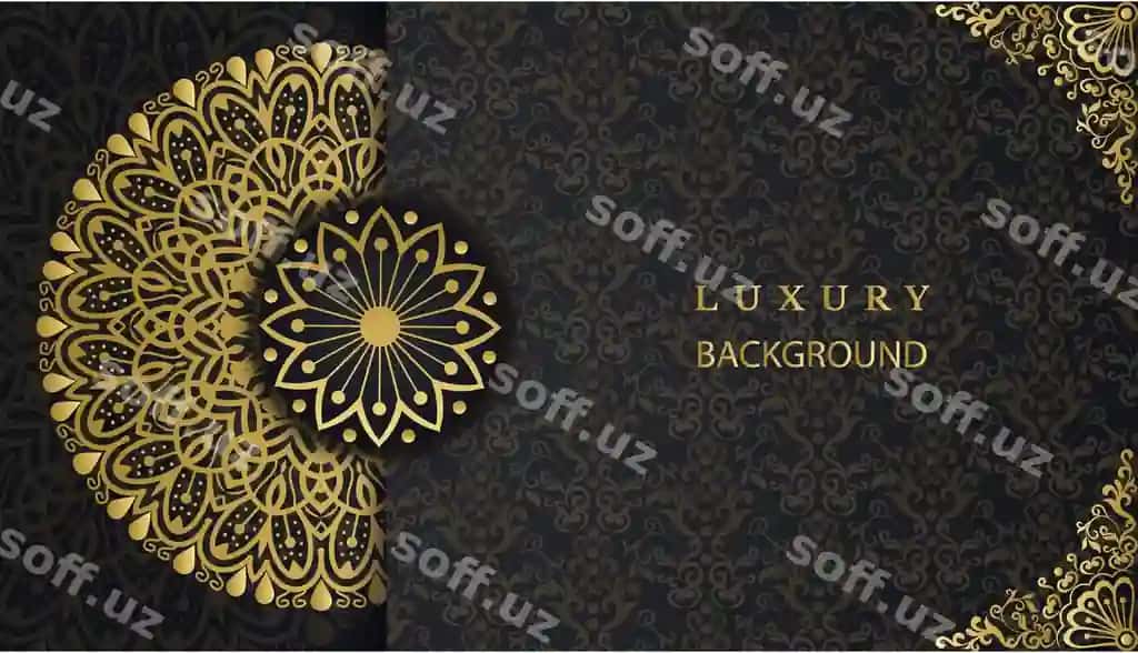 Ijodiy boylik bezatma mandala dizaynli oltin rangli fon | Creative luxury ornamental mandala design background gold color 2