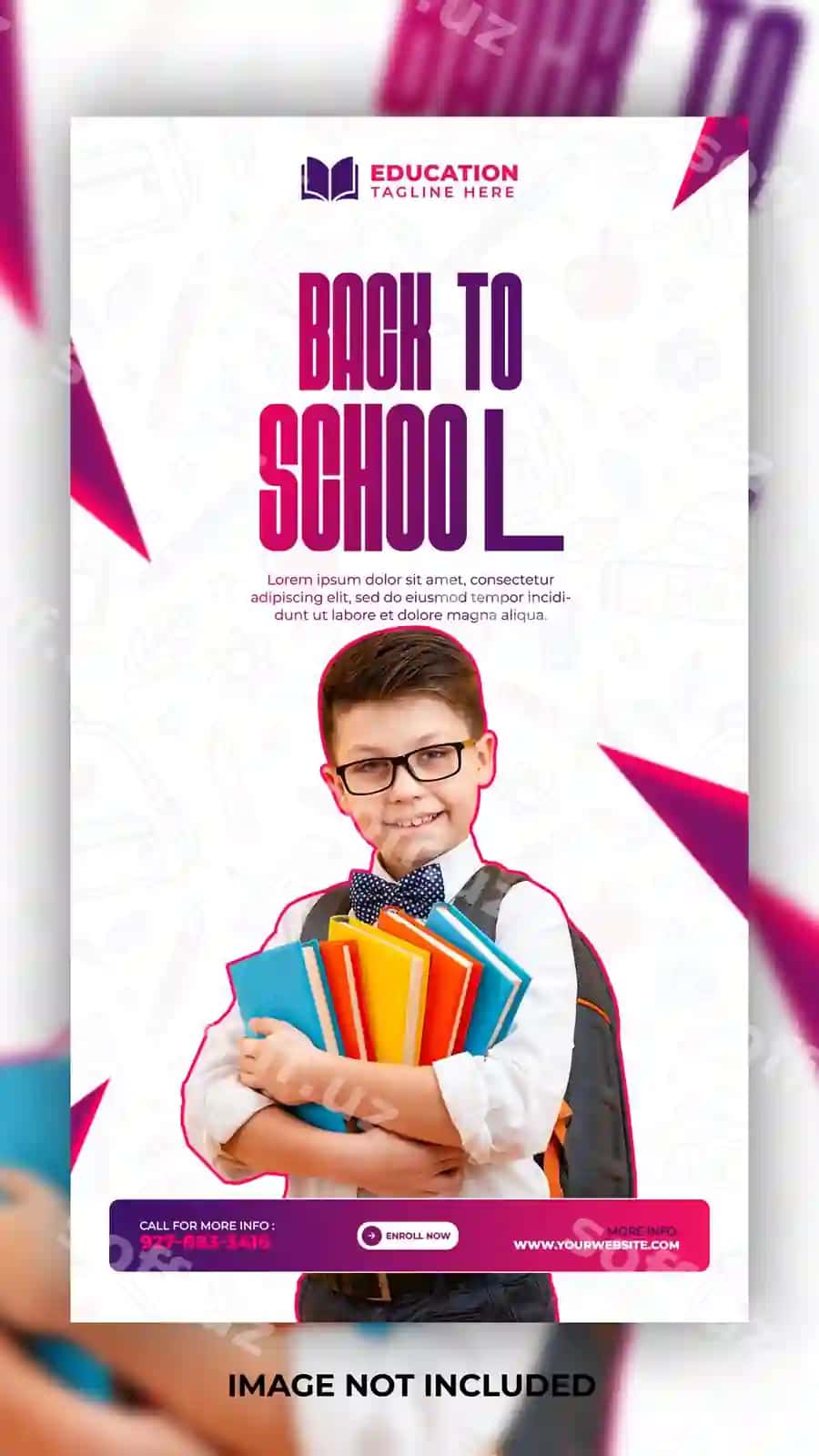 Maktab qaytish hikoyasi uchun shablon dizayni | Back school story template design 2