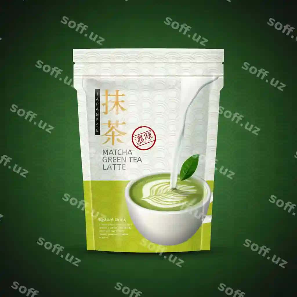 Yaponcha kanji so'zlari yozilgan plastik paketda matcha | Plastic bag with japanese kanji words matcha