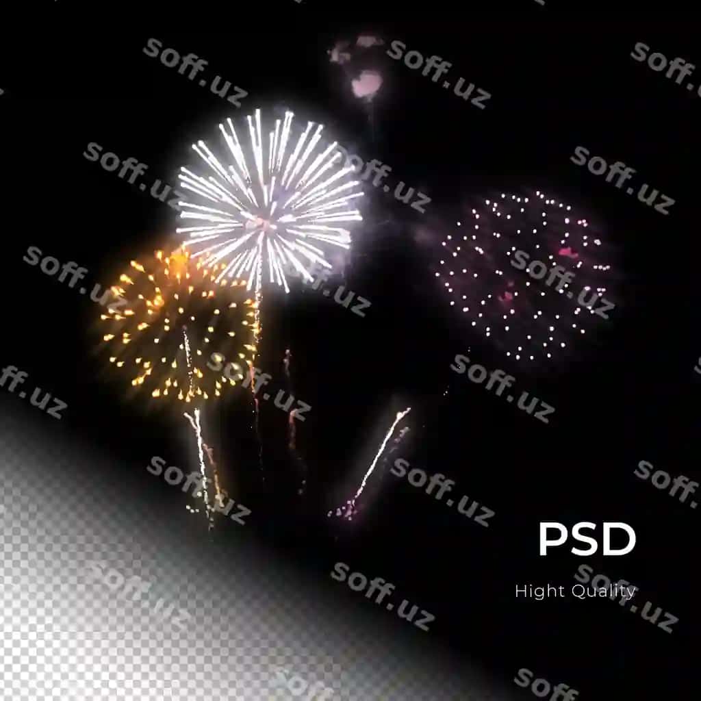 Olovli puskalar bayram to'g'iligi baxtli yangi yil PNG PSD shaffof | Fireworks celebration party happy new years png psd transfarent 2