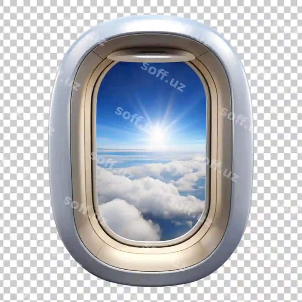 Samолет oynasidan ko'rinish shaffof orqa fonda | View through plane window transparent background