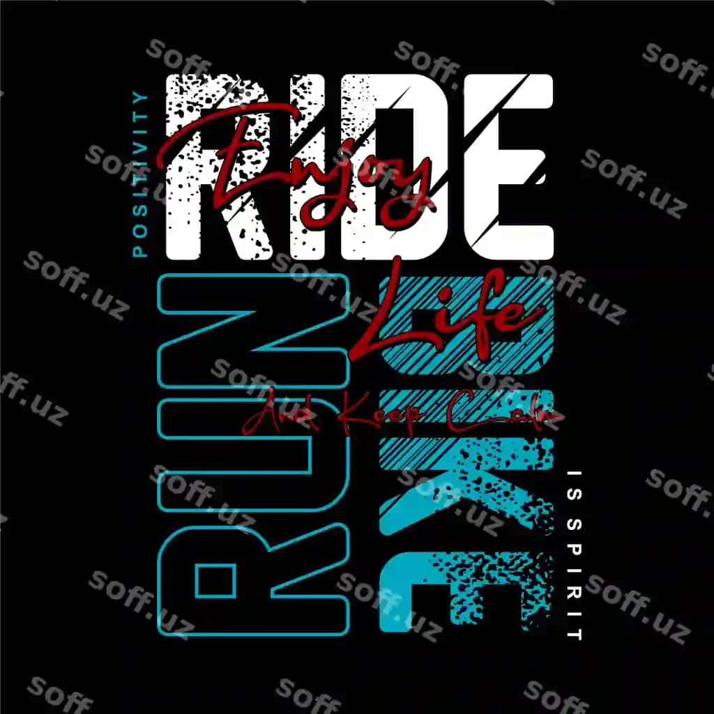 Yugurish ridesiz velosiped xohlish hayot slovan sportif abstrakt grafik vektor T | Run ride bike enjoy life slogan sporty abstract graphic vector t
