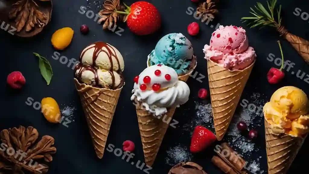Muzqaymoq reklamasi minimal dizaynli kafe menyusi | Ice cream advertising minimalistic layout ice cream cafe menu