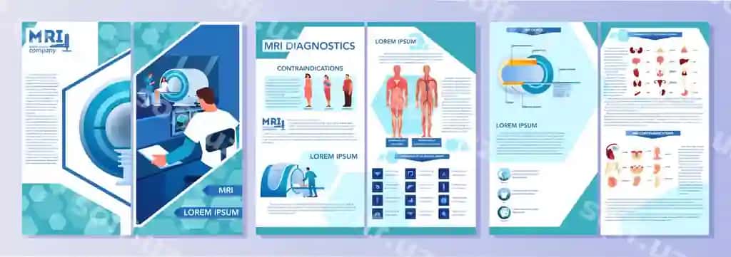 Magnetik o'zgaruvchan vizualizatsiya reklama broshyur tibbiy tadqiqot diagnostika | Magnetic resonance imaging advert brochure medical research diagnosis 2