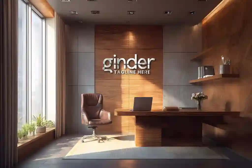 3D devor logotipi maket ofis vitrini | 3d wall logo mockup office storefront