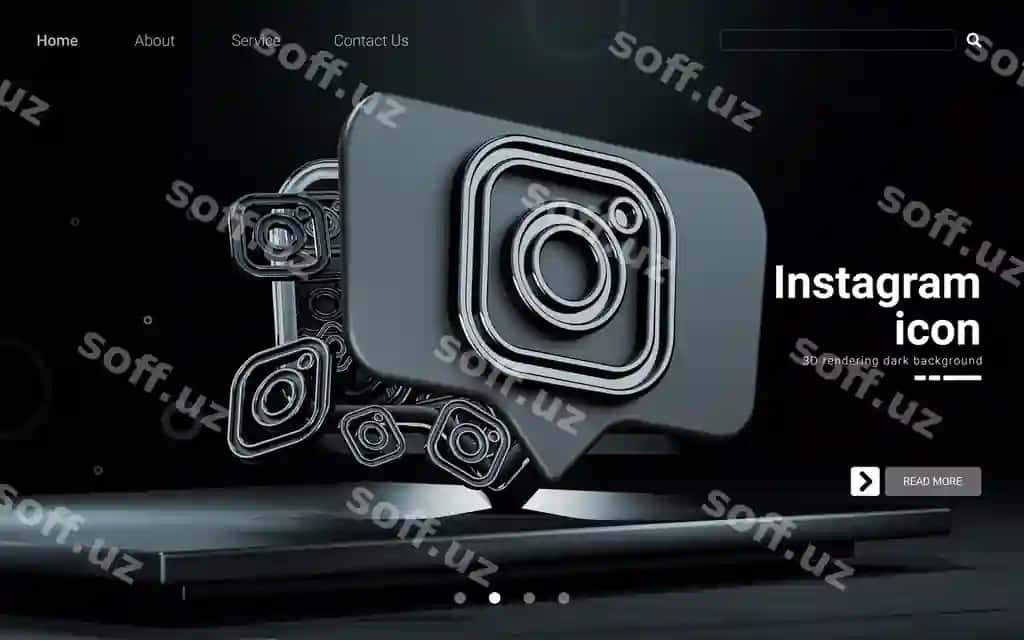 Instagram ijtimoiy ikonka 3D render qorong'iq fonda illustratsiya cover | Instagram social icon 3d render dark background illustration cover