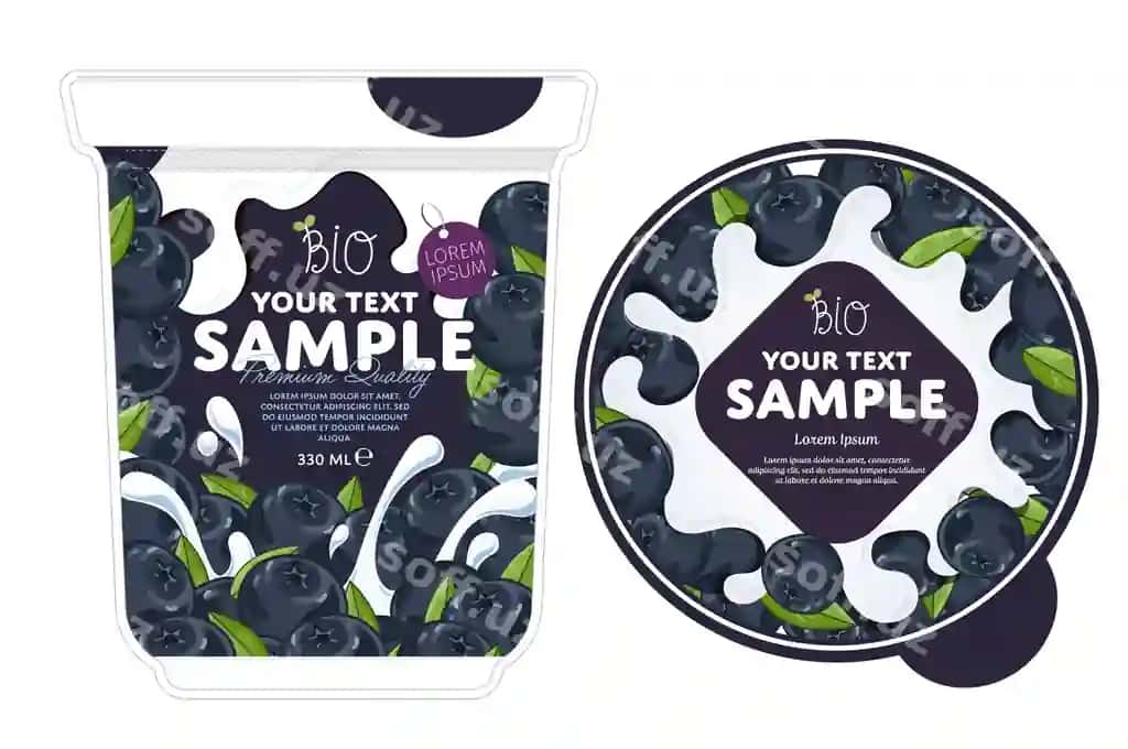 Shirin mevalar shirinlik paketi dizayn shabloni | Blueberry yogurt packaging design template