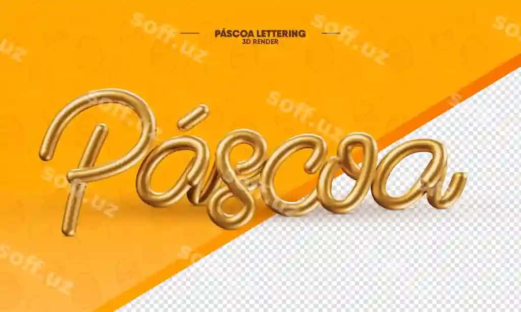 3d render shirin choy xatisi yalpi izolyatsiya | 3d render easter chocolate lettering isolated