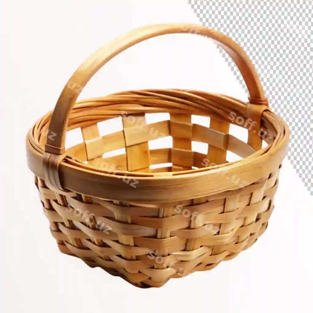 Yong'liq savat shaffof orqa fonda | Wooden basket transparent background 2