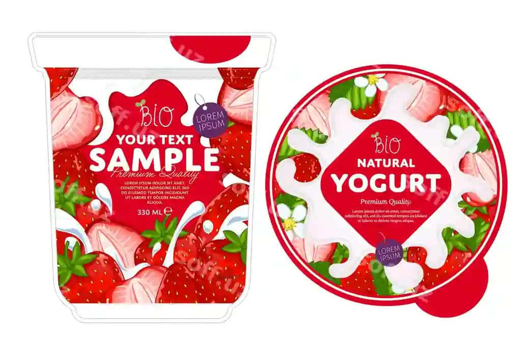 Shirin Uzum mazasi uchun qadoqlash dizayni shabloni | Strawberry yogurt packaging design template