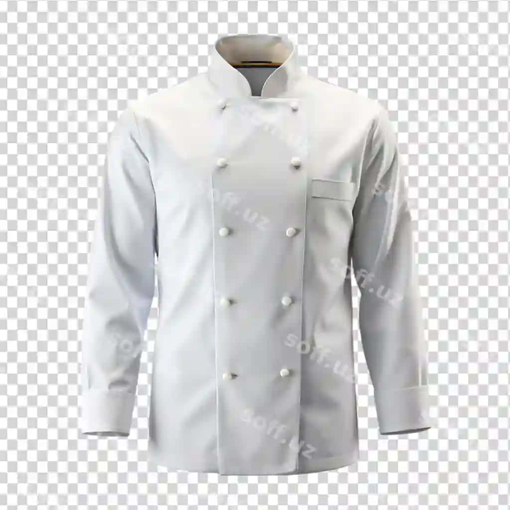 Oq povar jaketi namunasi shaffof fonda ajraltirilgan | White chef jacket mockup isolated transparent background