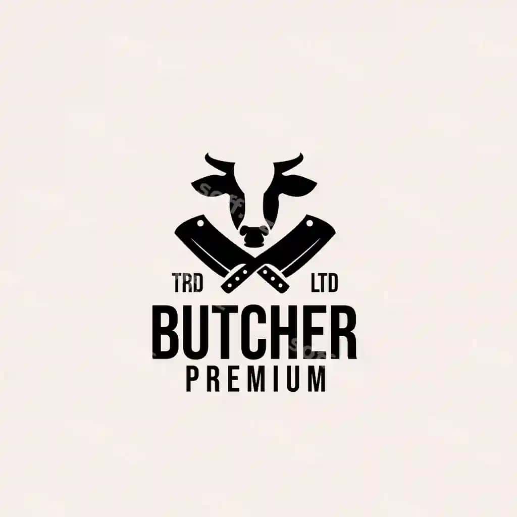 Premium qassob sigir vektor logotip dizayni | Premium butcher cow vector logo design