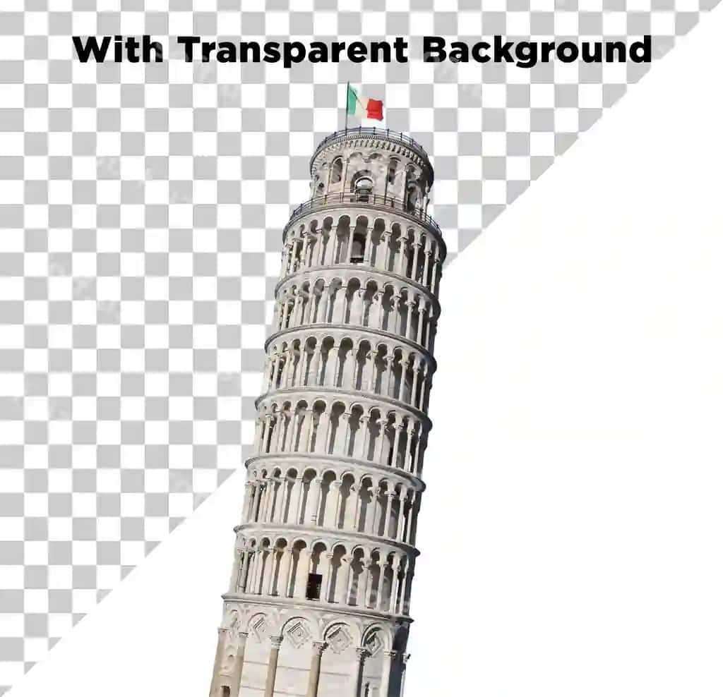 Yinclik qorniqi Pisa ajraltirilgan shaffof fonda | Leaning tower pisa isolated transparent background