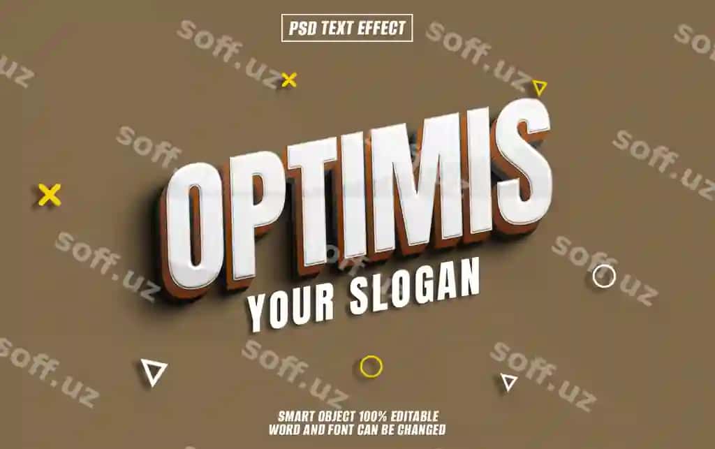 Optimis matn effekt shrift tahrir qilish tipografiya 3D matn | Optimis text effect font editable typography 3d text