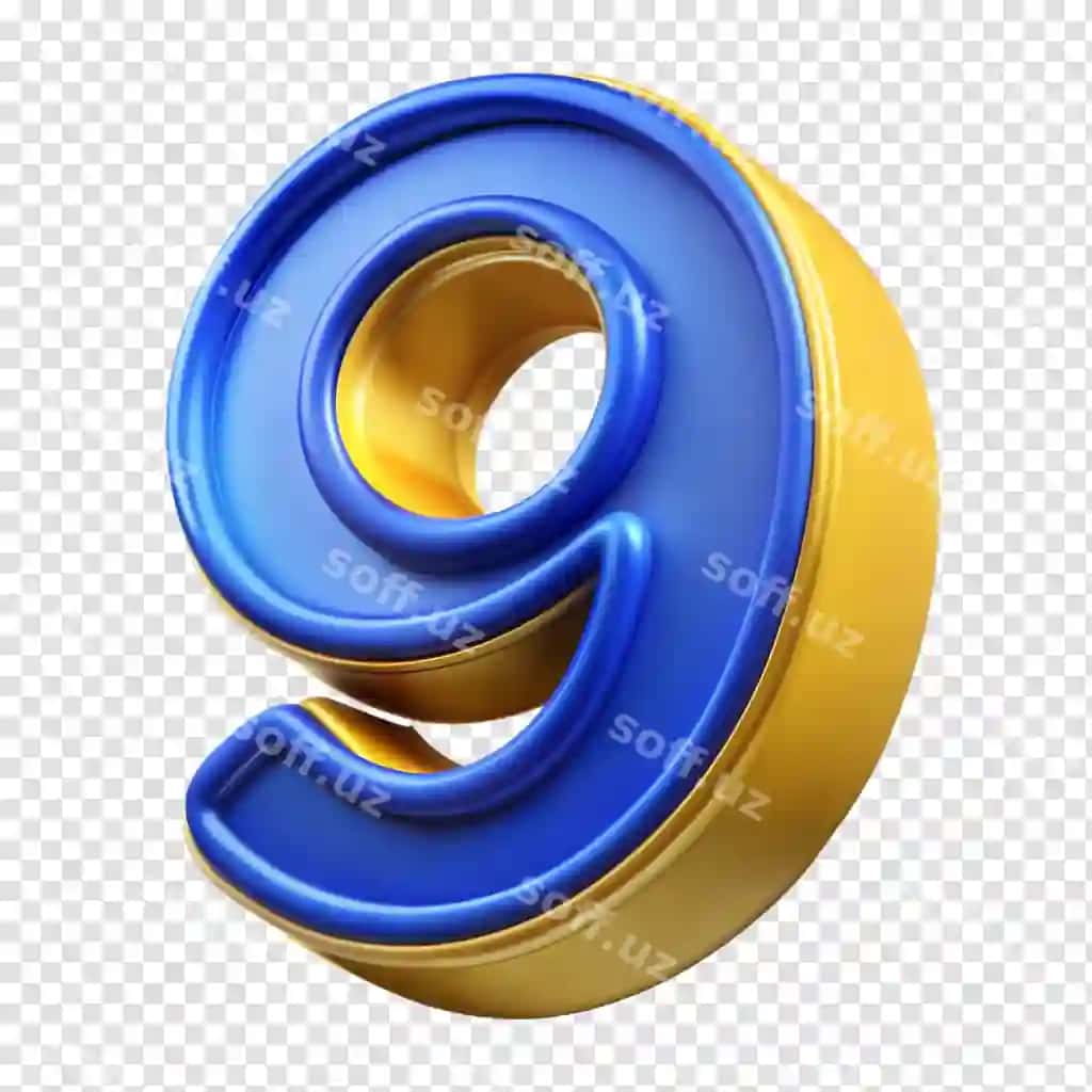 Zamonaviy 3d shaffof ko'k sariq 9 raqamli dizayn | Modern 3d glossy blue yellow number nine digital design