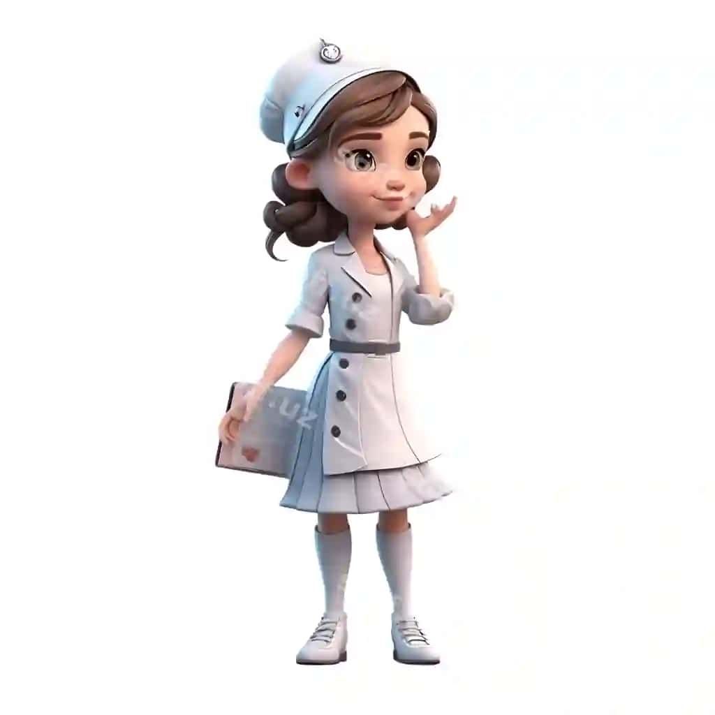 3d render kichik shifokor blocknot va stetoskop bilan | 3d render little nurse with notepad stethoscope 2