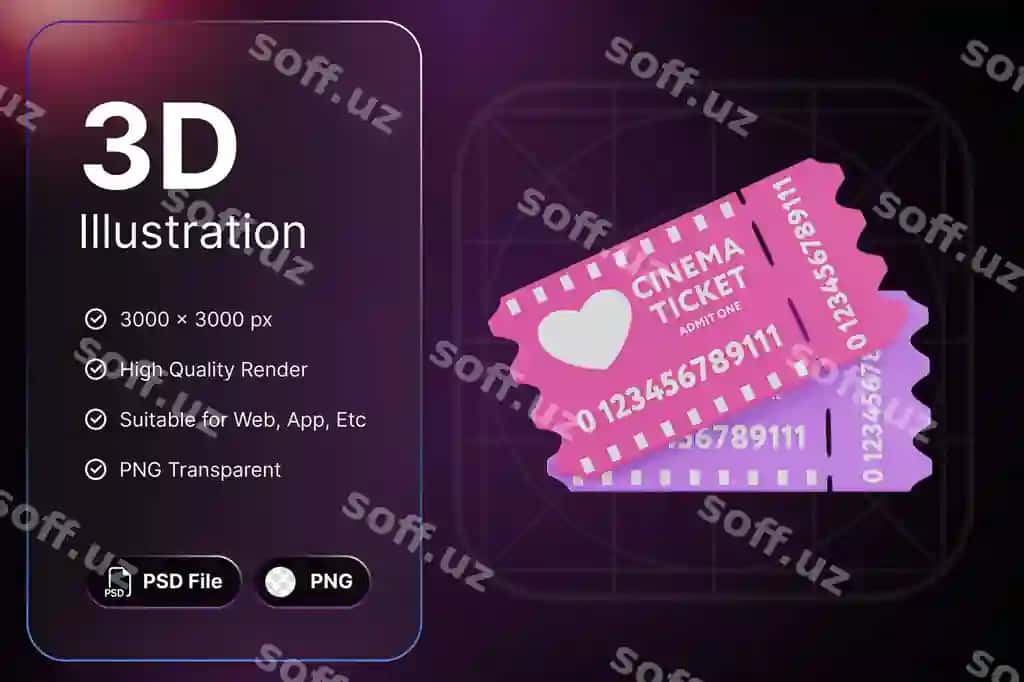 3d render pink ticket object valentine day romance concept modern | 3d render pink ticket object valentine day romance concept modern