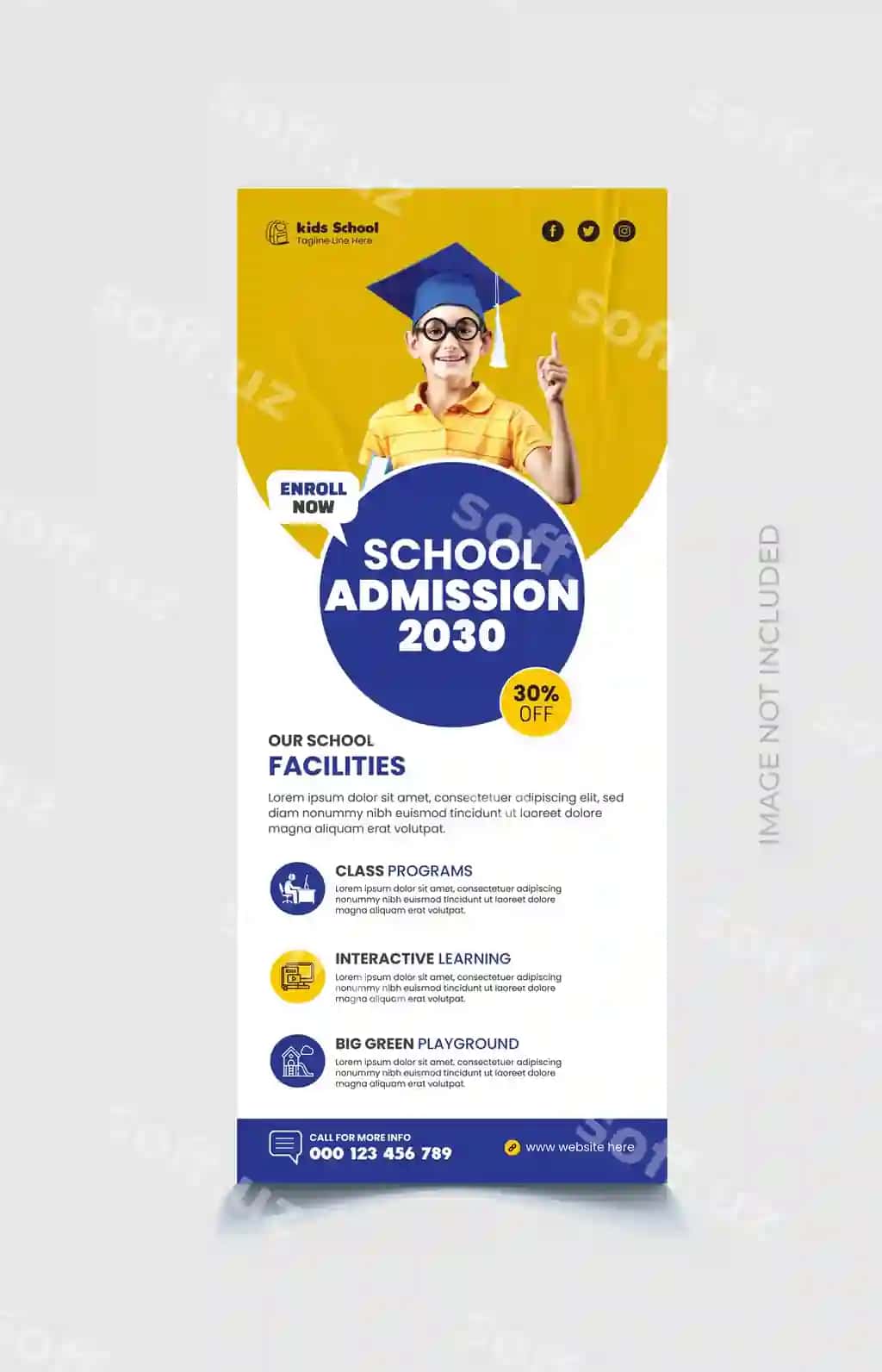 Maktab bolalari aylanma baner dizayni | School kids rollup banner design 2