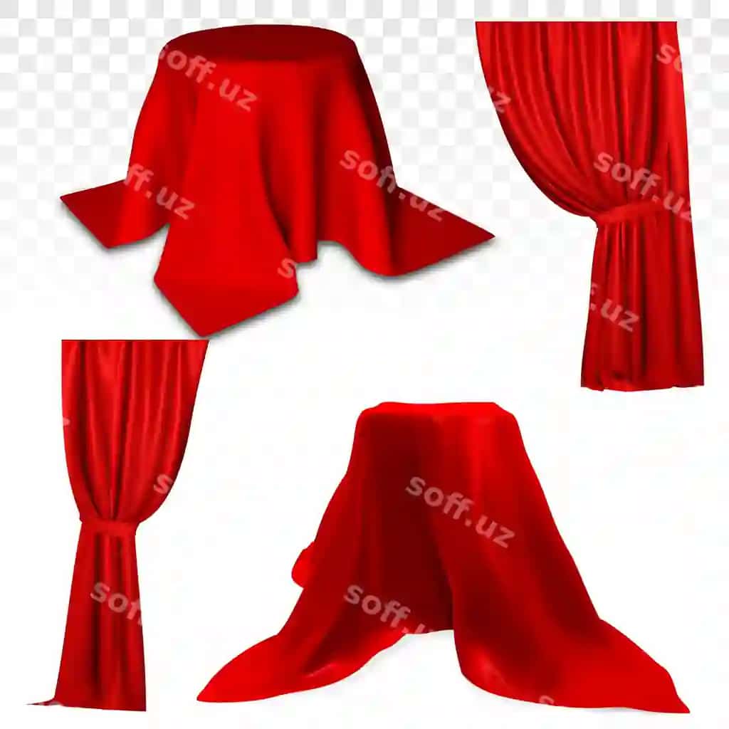 Qizil paranqr 3d realistik vektor komplekt | Red curtain 3d realistic vector set 2