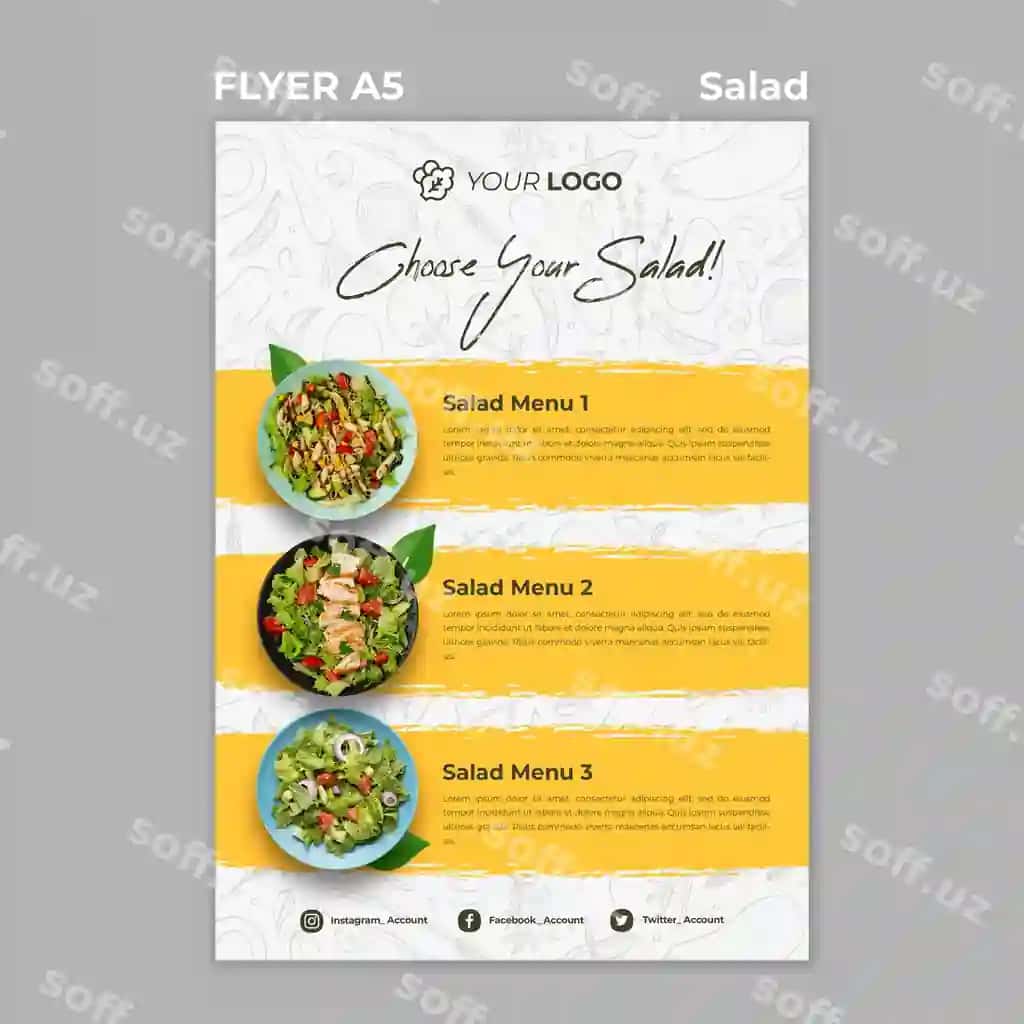 Flyer shabloni sog‘lom salat tushlik | Flyer template healthy salad lunch 2