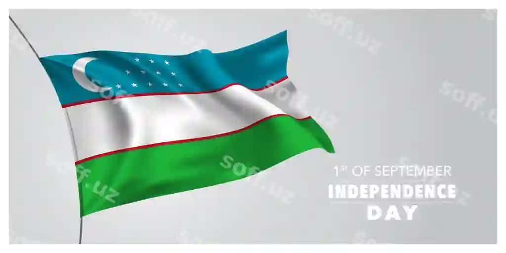 O'zbekiston mustaqillik kuning tabrik kartochkasi baner horizontal | Uzbekistan happy independence day greeting card banner horizontal