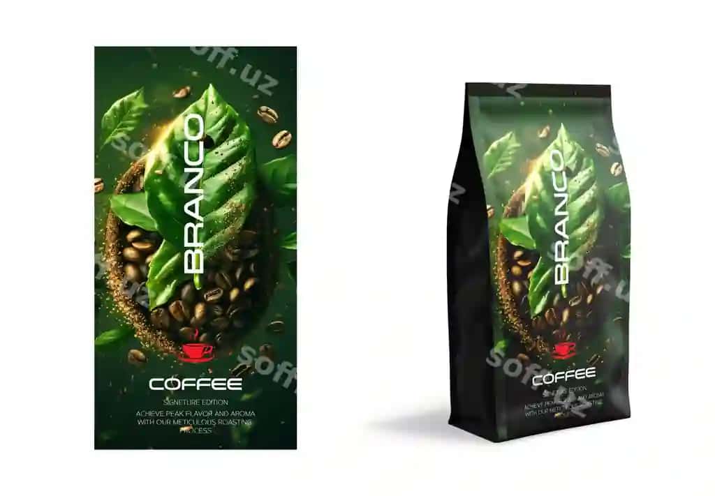 Premium qahvo qadoqlash dizayni tahrir qiluvchi eps | Premium coffee packaging design editable eps 2