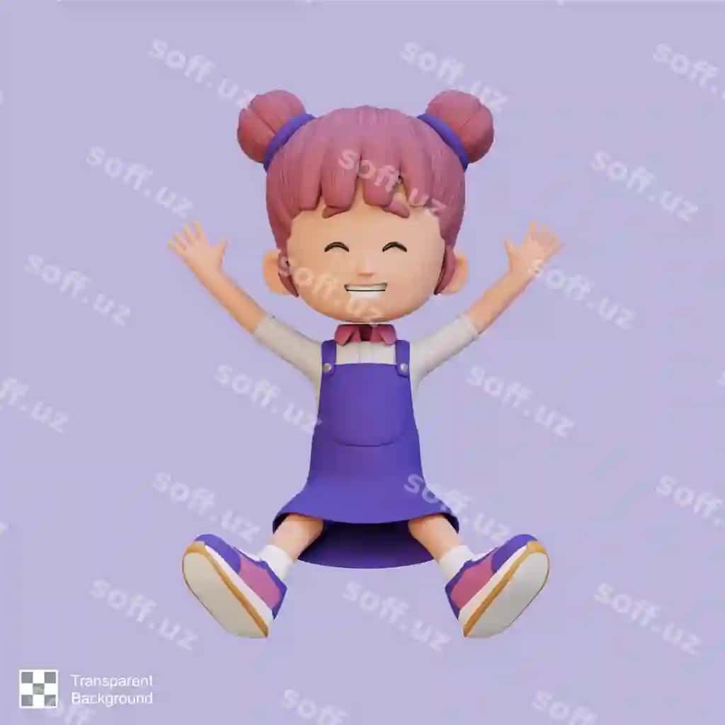 3d chiroyli qiz sakrab pozitsiya | 3d cute girl jumping pose