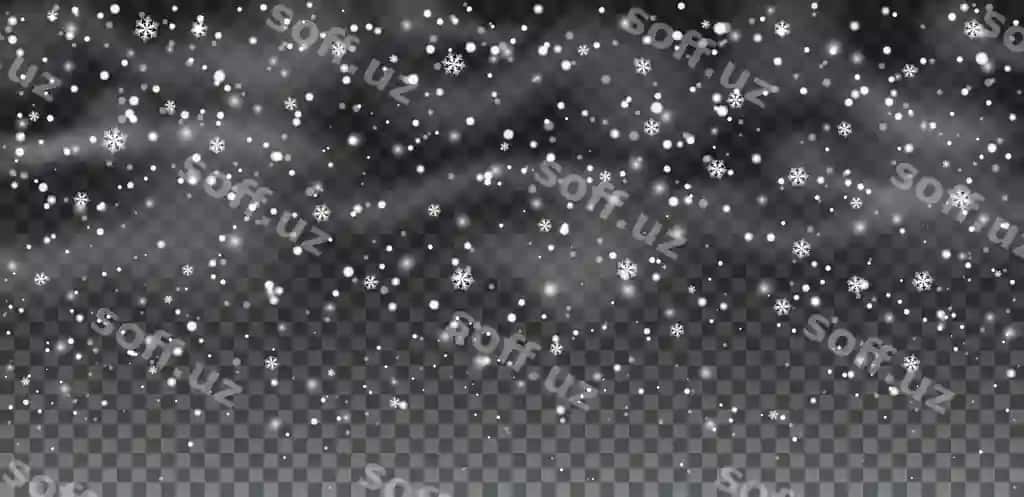 Haqiqiy qor mehlari tushadigan shaffof orqa fonda qish dekor | Falling realistic snowflakes transparent background winter decor