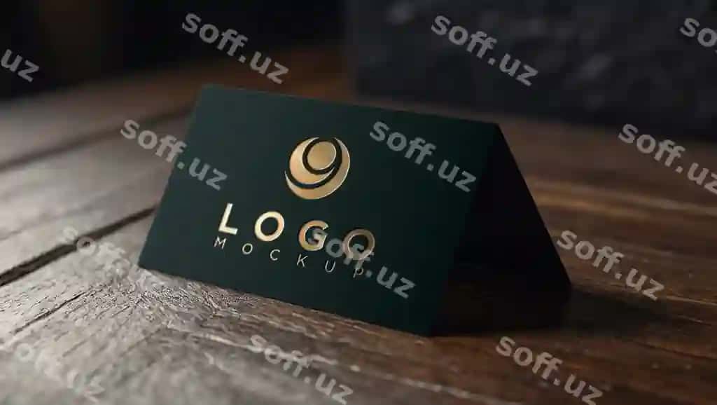 Hasharot biznes karta deboss oltin foliya logotip mockup | Luxury business card debossed gold foil logo mockup
