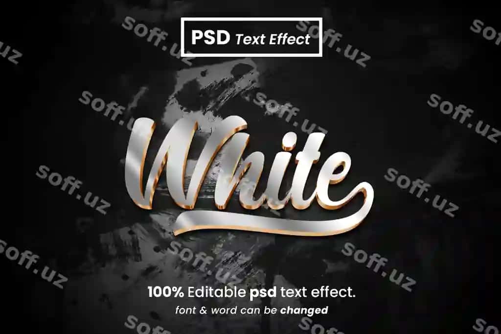 Oq 3D tahrirlanadigan matn effekti | White 3d editable text effect 2