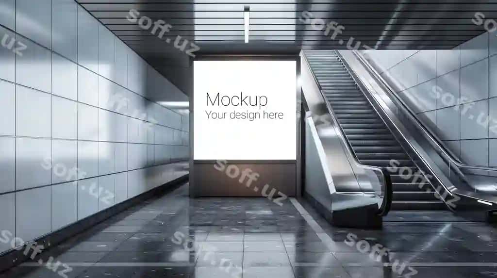Mockup ko'cha reklama banner billboard metro metro o'tkirish | Mockup street advertisement banner billboard subway subway passage