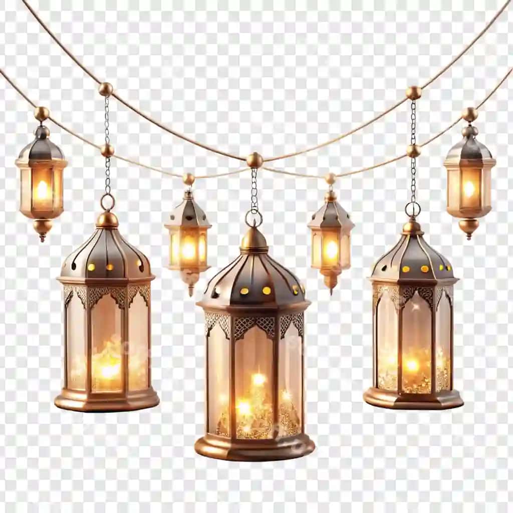 3d Ramadan chirg'alari oq fonda ajraltirilgan | 3d ramadan lights isolated white background