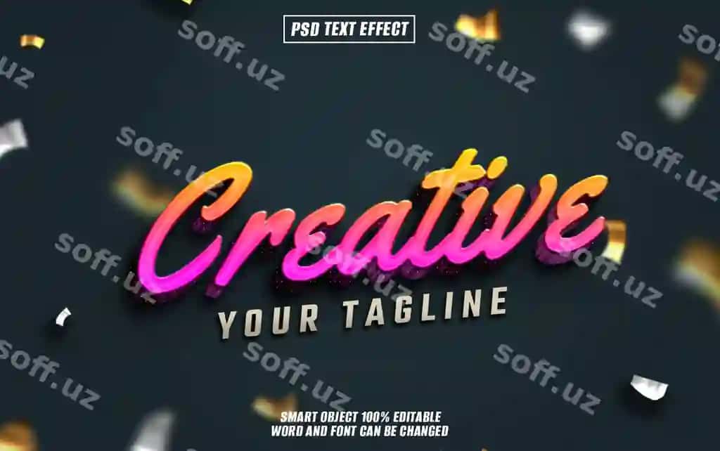 Ijodiy matn effekt shrifti tahrir qilish mumkin tipografiya 3D matn | Creative text effect font editable typography 3d text