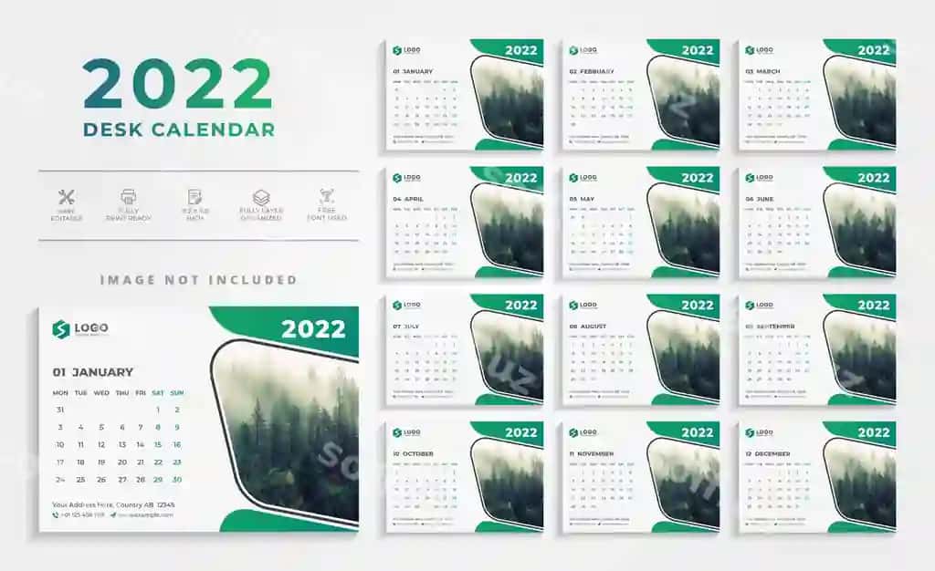 Ijodiy 2021 stol kalendari dizayn shabloni | Creative 2021 desk calendar design template