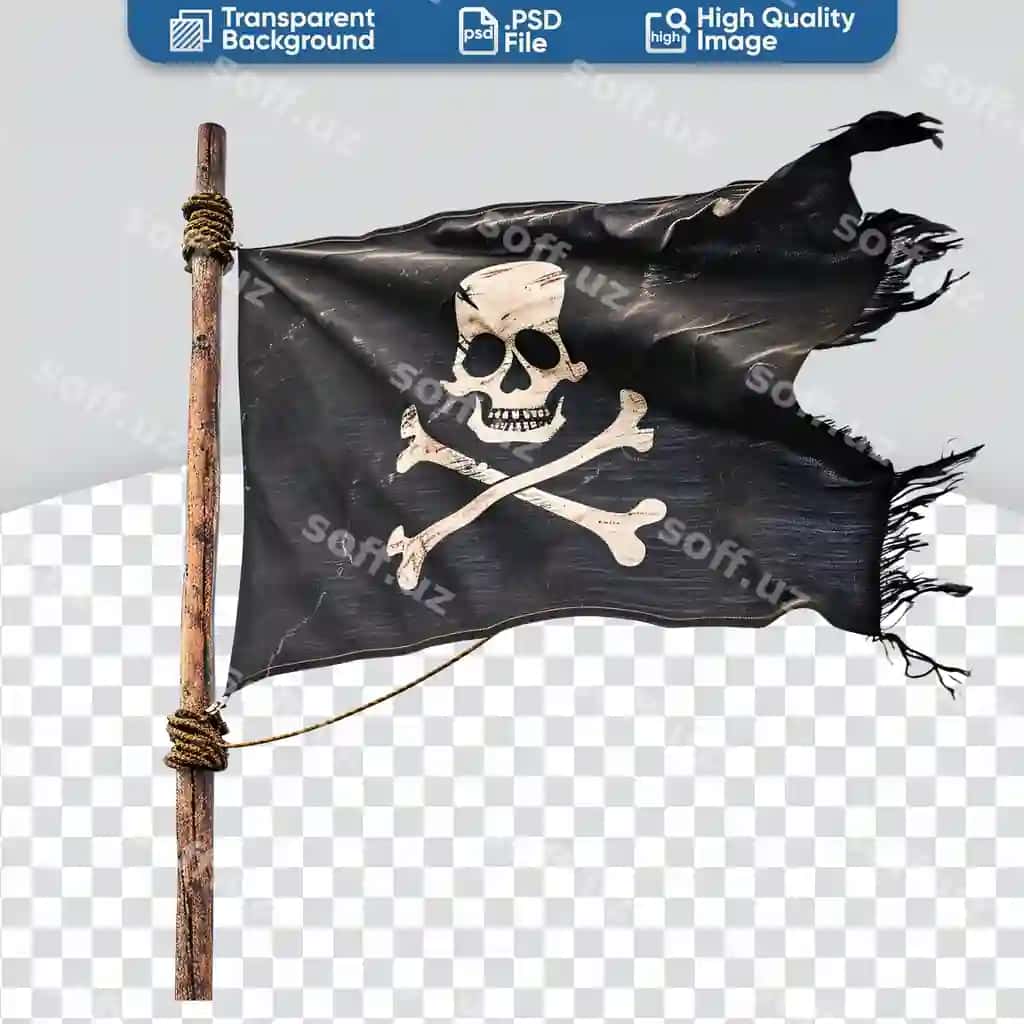 Rasm pirat bayroq tulqalari shamol chambarlab | Photograph pirate flag with skull bones fluttering wind