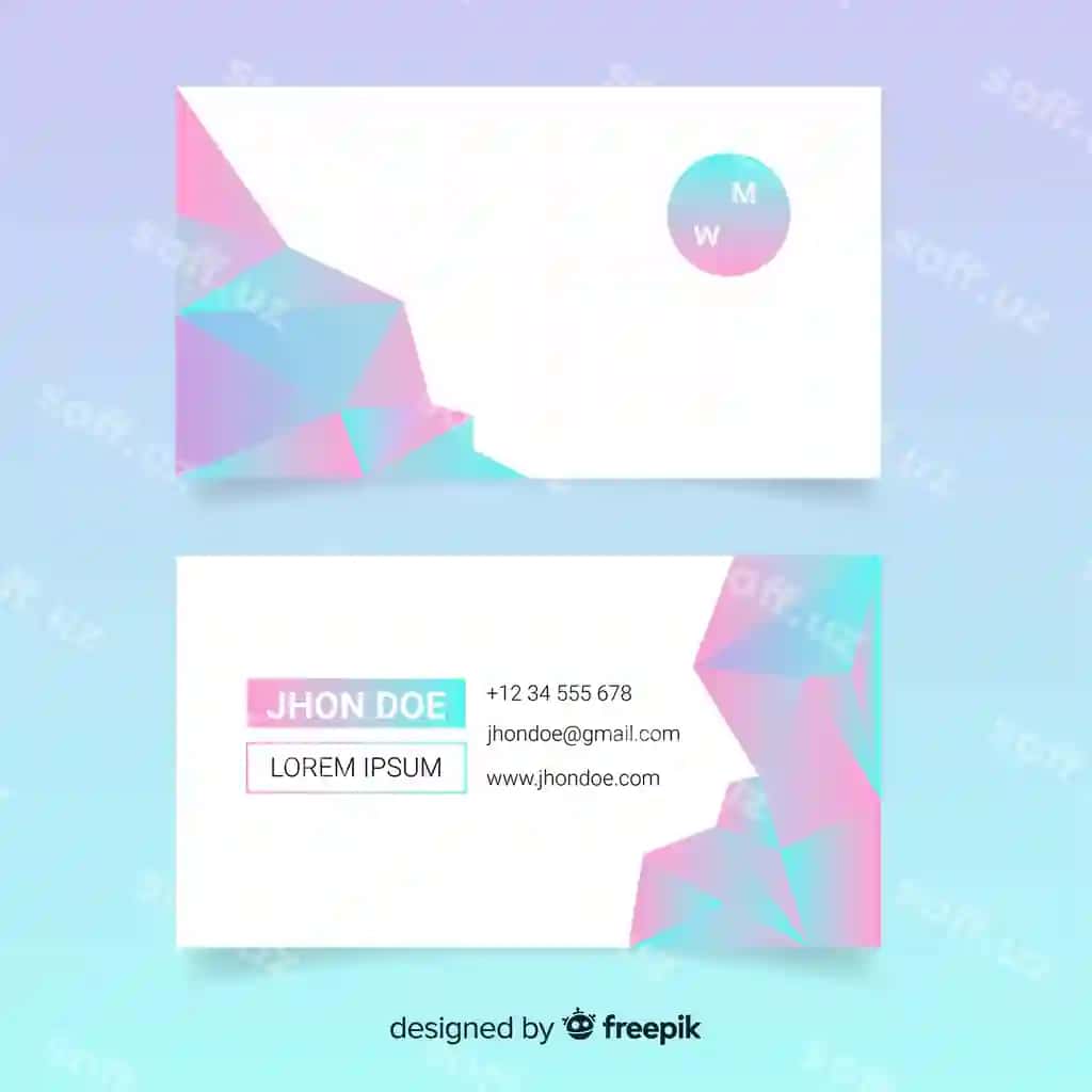 Shablon abstrakt ko'pburchak biznes vizitka | Template abstract polygonal business card 2