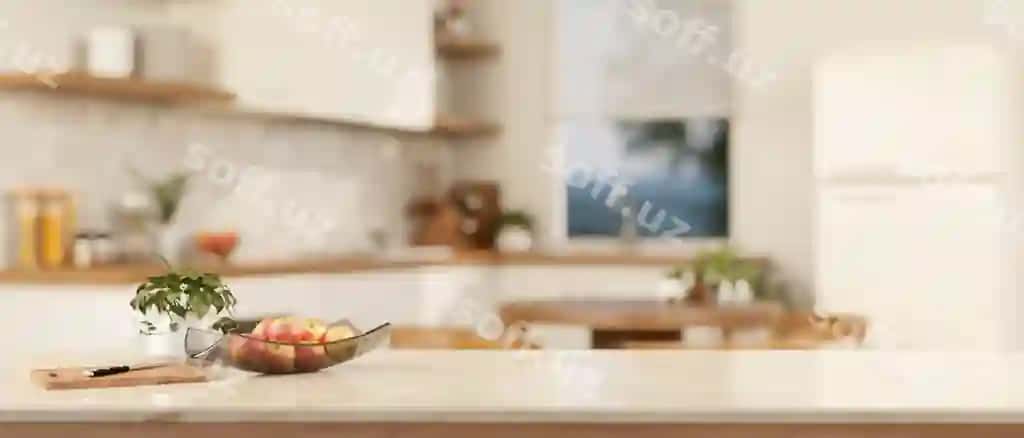 Nusha joyi hashamat oq marmur oshxona stol usti zamonaviy oq oshxona yaqinlik rasmi | Copy space luxury white marble kitchen tabletop modern white kitchen closeup image 2