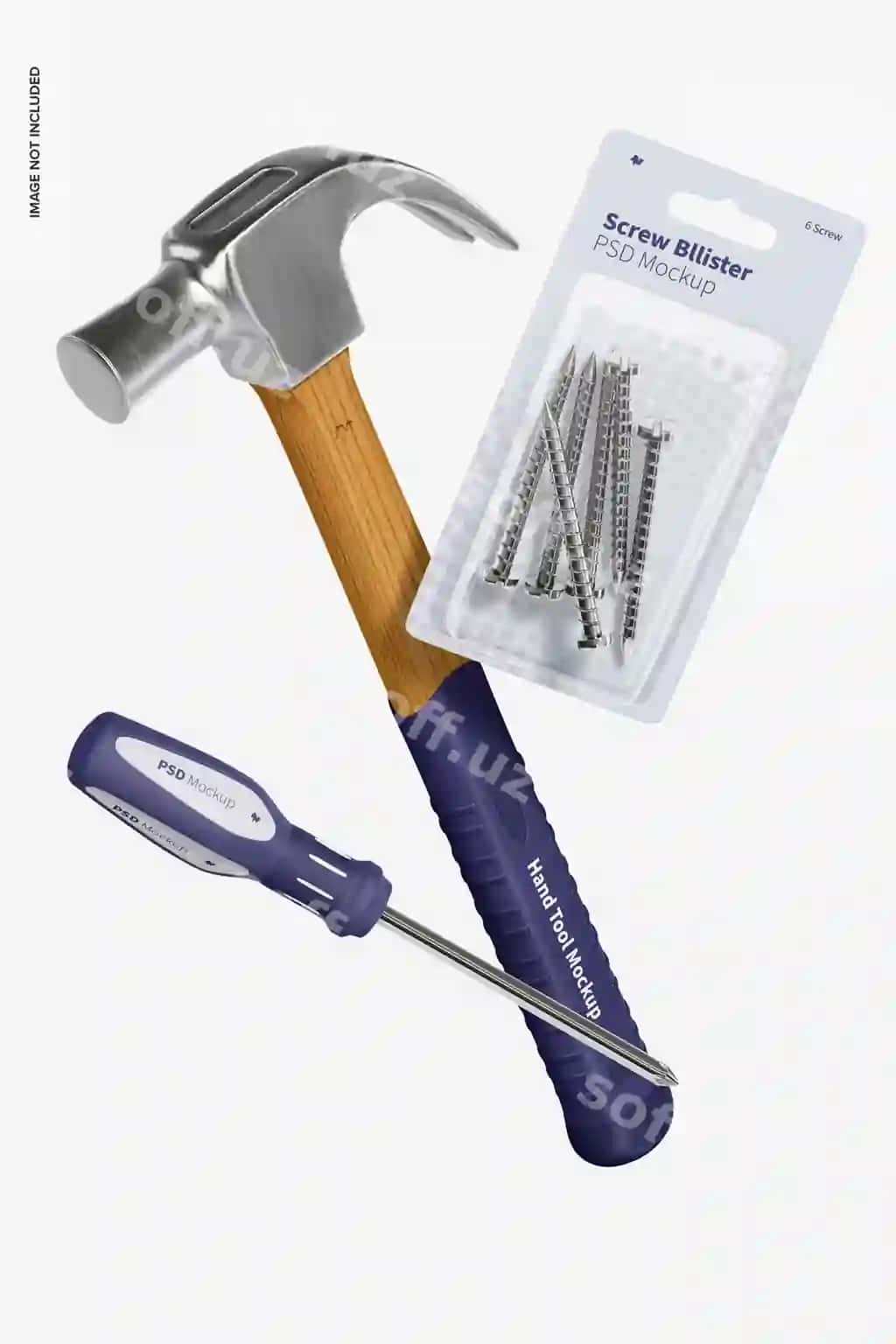 Qo'l asboblari komplekti modeli suza turgan | Hand tool set mockup floating 2