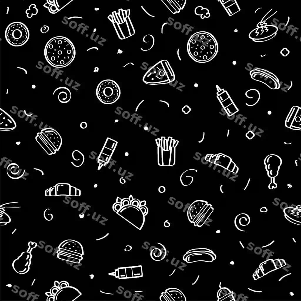 Abstrakt chizma uzilsiz naqsh qo'l bilan chizilgan fast food elementlari vektor | Abstract doodle seamless pattern hand drawn fast food elements vector 2