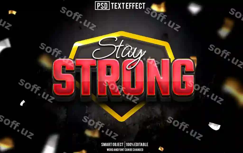 Kuchli matn effekti shrifti tahrirlanga tipografiya 3d matn | Strong text effect font editable typography 3d text