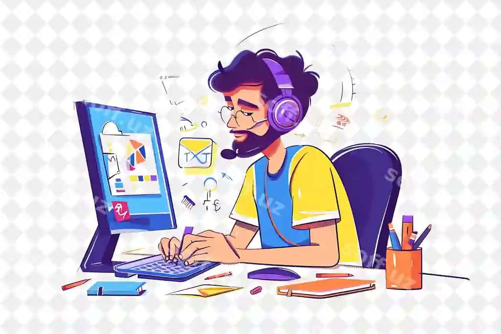 O'yinchoq animatorm shaxslar chizish animatsiya karyunasi png formatda odamlar | Playful animator with characters drawing animating carto png people 2