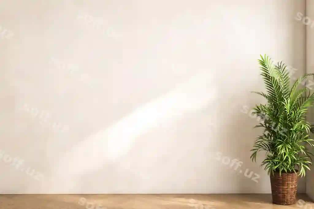 Zamonaviy ichki dekoratsiya kvartirasining bo'sh mehmonxonasi bej rangli devor panoramasi 3d render | Modern interior design apartment empty living room with beige wall panorama 3d rendering